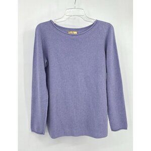 FAY sweater tunic 100% cotton knitwear boatneck made in italy lavender 46 XL
